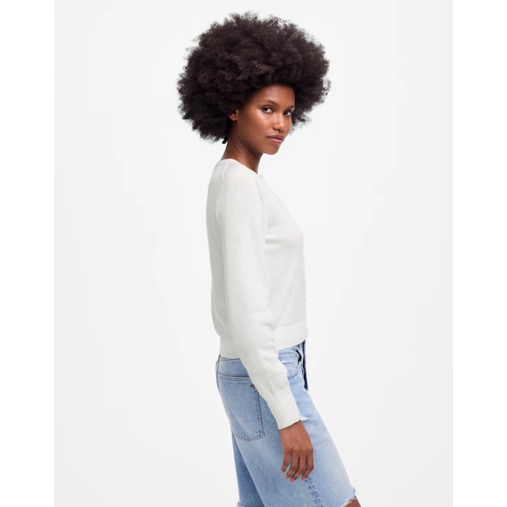 NWT Madewell Crewneck Cardigan in 100% Cotton size XL in white - Picture 4 of 5